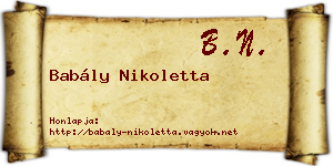 Babály Nikoletta névjegykártya